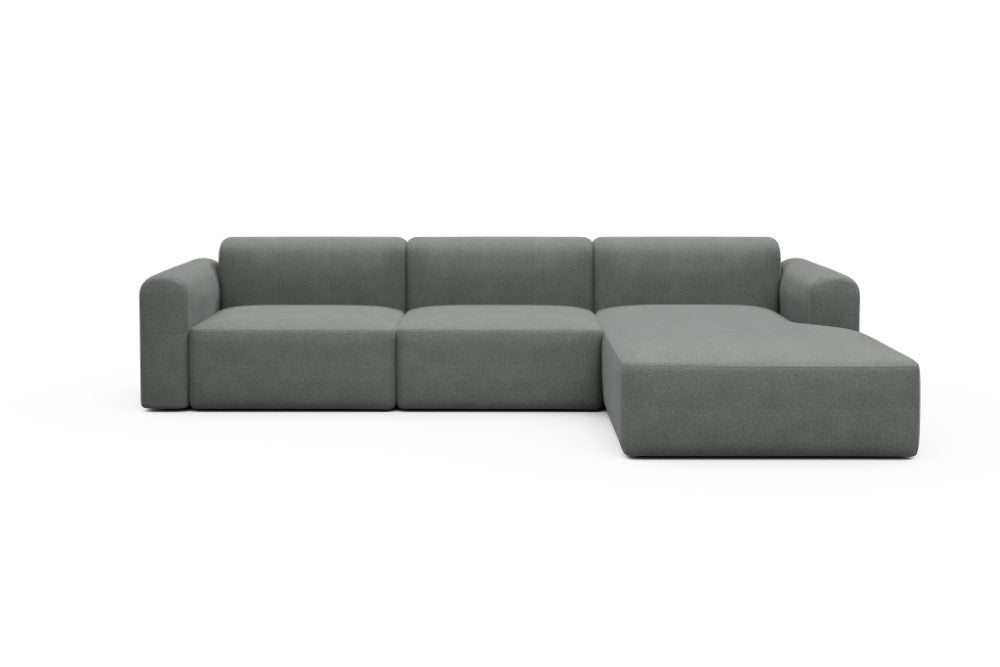 Rund Modular Sofa - Configurations 1 - D4L - 335 x 188 cm - 2,5 Seater + Chaise - 440 Satya Steel Grey