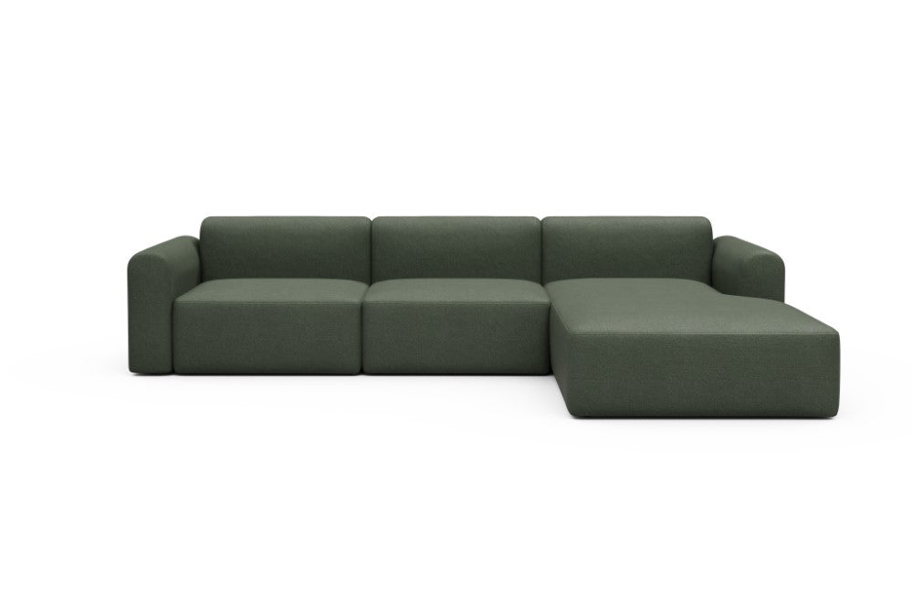 Rund Modular Sofa - Configurations 1 - D4L - 335 x 188 cm - 2,5 Seater + Chaise - 488 Denari Forest Green