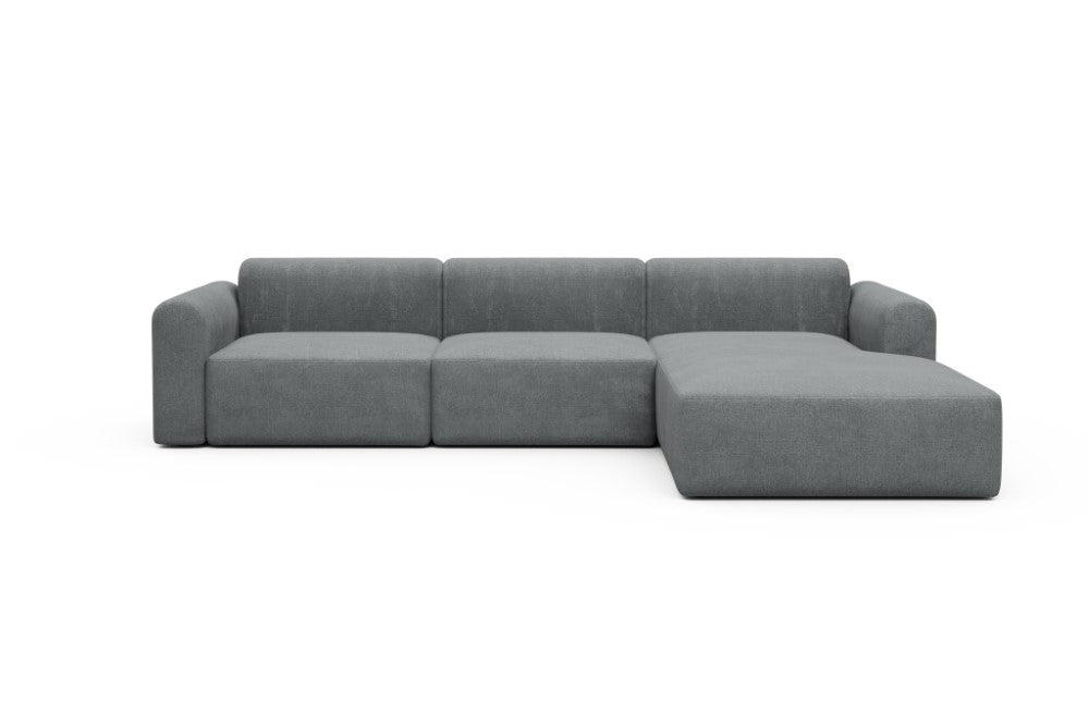 Rund Modular Sofa - Configurations 1 - D4L - 335 x 188 cm - 2,5 Seater + Chaise - 495 Casone Gravel Grey