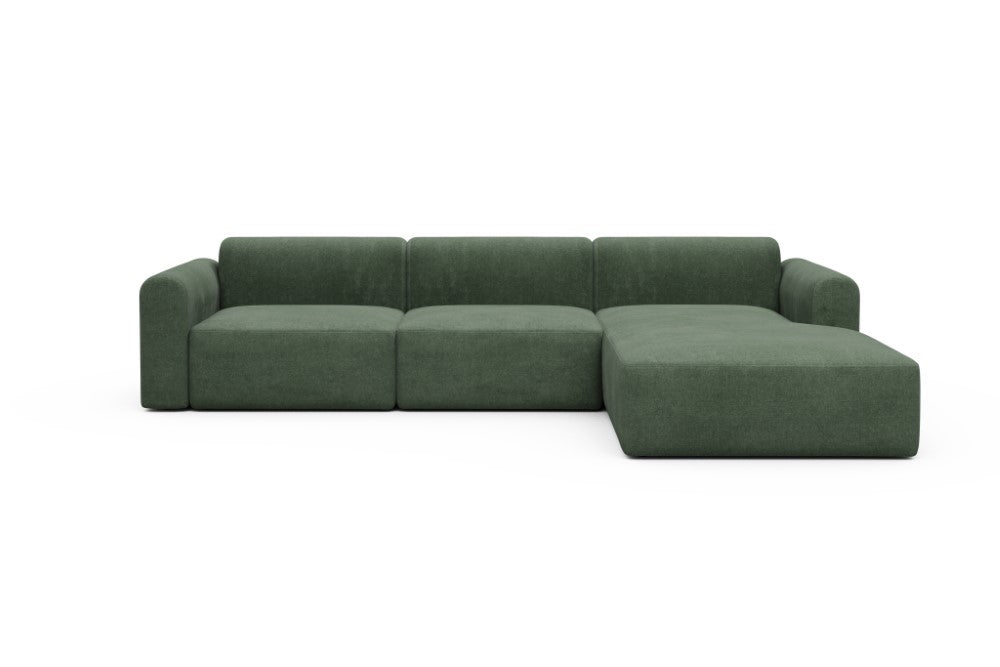 Rund Modular Sofa - Configurations 1 - D4L - 335 x 188 cm - 2,5 Seater + Chaise - 498 Casone Forest Green