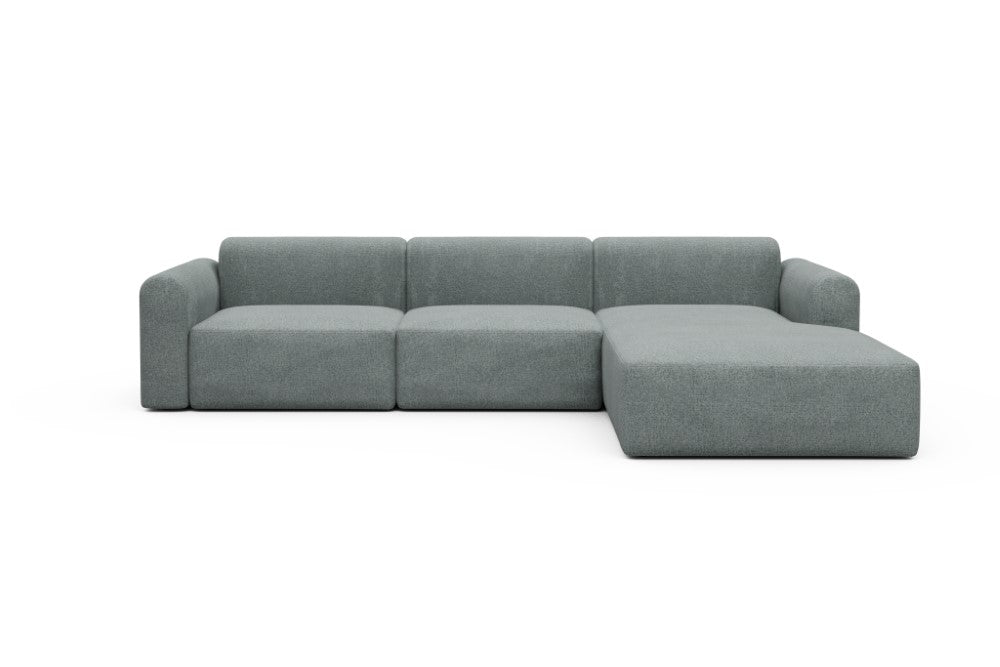 Rund Modular Sofa - Configurations 1 - D4L - 335 x 188 cm - 2,5 Seater + Chaise - 499 Casone Light mixed Green
