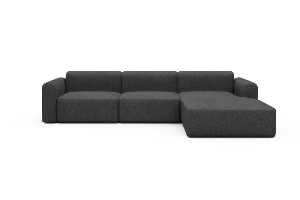Rund Modular Sofa - Configurations 1 - D4L - 335 x 188 cm - 2,5 Seater + Chaise - 529 Bouclé Charcoal