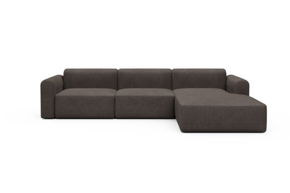 Rund Modular Sofa - Configurations 1 - D4L - 335 x 188 cm - 2,5 Seater + Chaise - 530 Bouclé Taupe