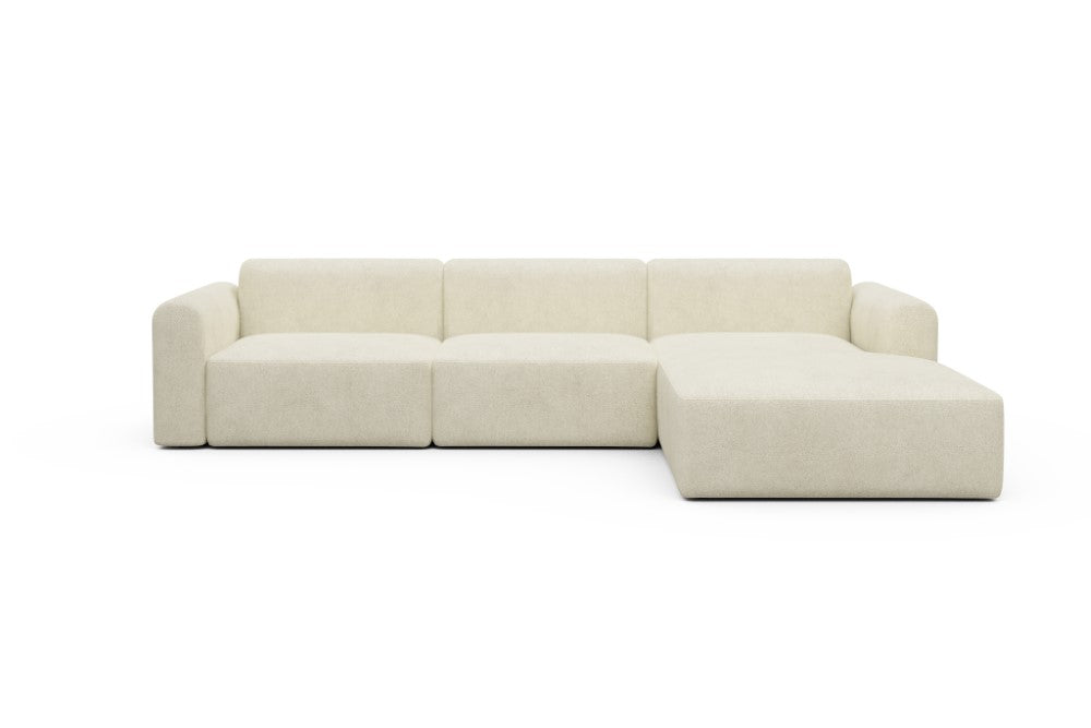 Rund Modular Sofa - Configurations 1 - D4L - 335 x 188 cm - 2,5 Seater + Chaise - 531 Bouclé Off White