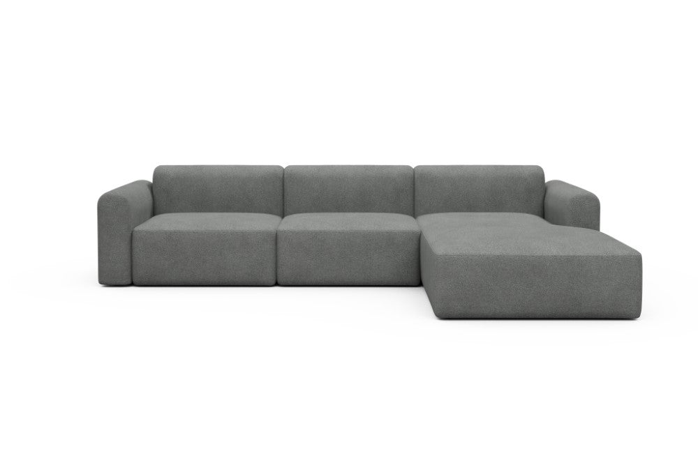 Rund Modular Sofa - Configurations 1 - D4L - 335 x 188 cm - 2,5 Seater + Chaise - 533 Bouclé Ash Grey