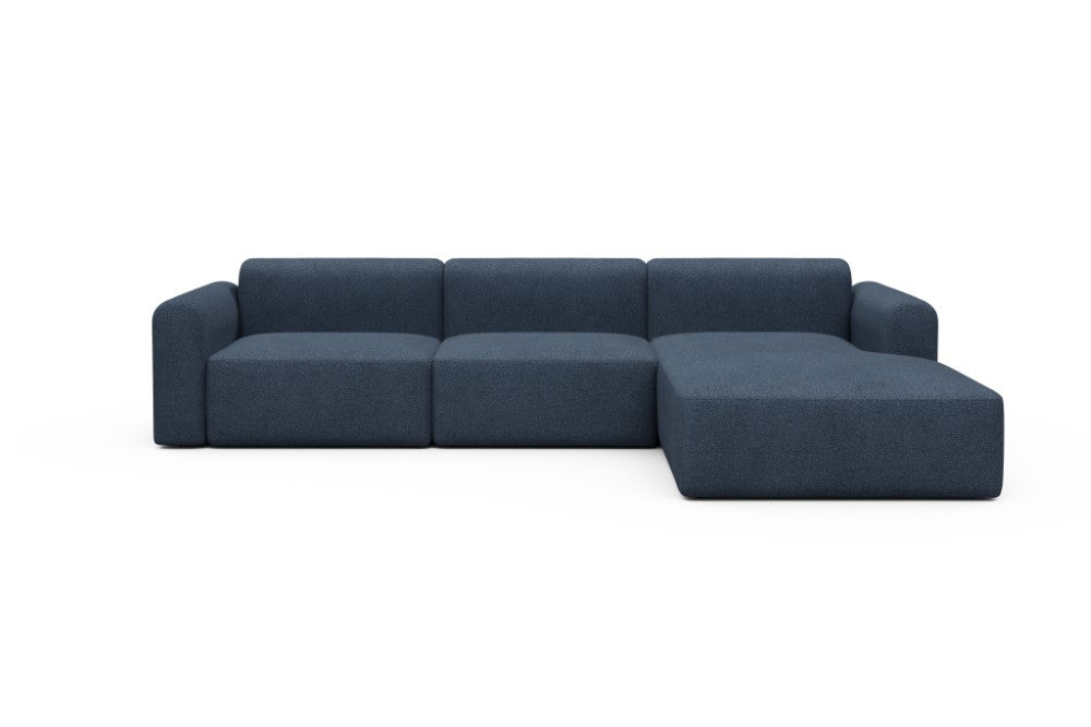Rund Modular Sofa - Configurations 1 - D4L - 335 x 188 cm - 2,5 Seater + Chaise - 537 Bouclé Blue