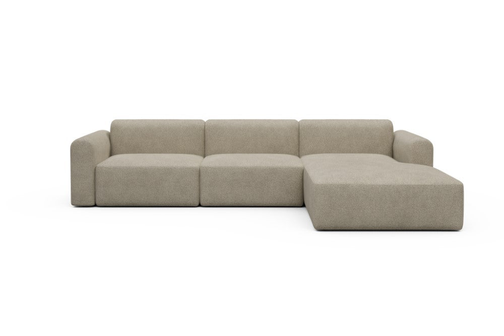 Rund Modular Sofa - Configurations 1 - D4L - 335 x 188 cm - 2,5 Seater + Chaise - 539 Bouclé Beige