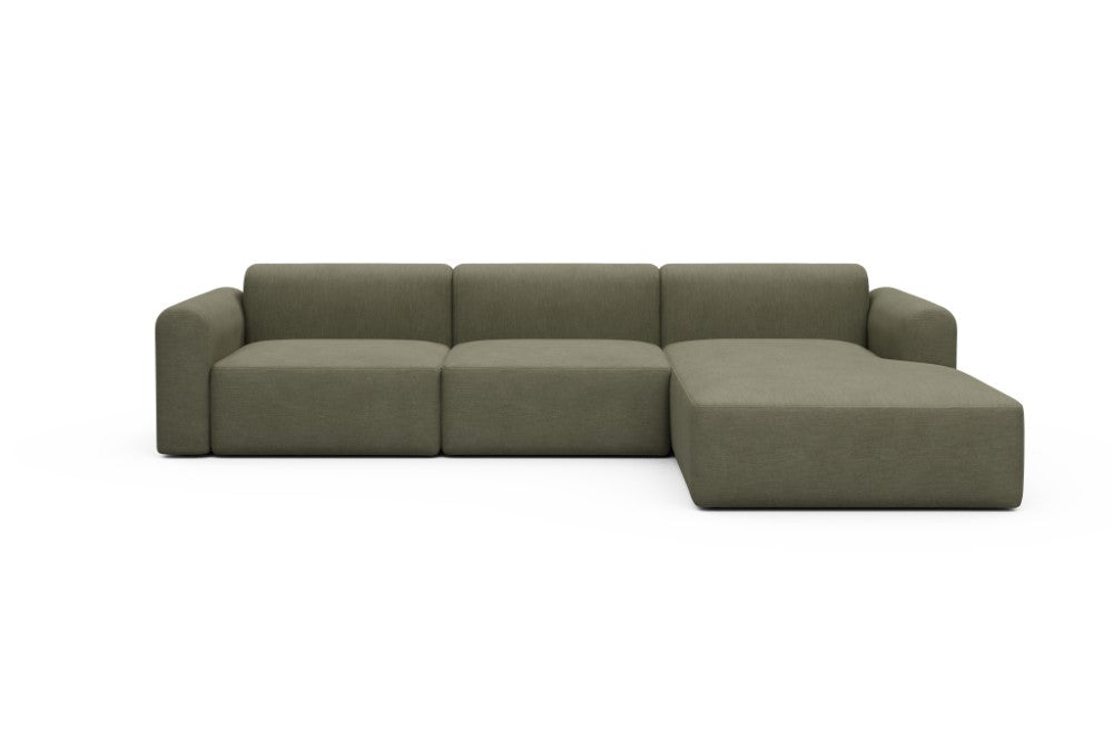 Rund Modular Sofa - Configurations 1 - D4L - 335 x 188 cm - 2,5 Seater + Chaise - 575 Vivus Dusty Olive