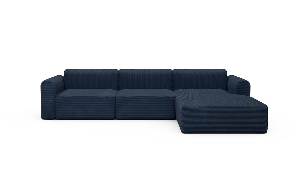 Rund Modular Sofa - Configurations 1 - D4L - 335 x 188 cm - 2,5 Seater + Chaise - 591 Corduroy Midnight-Blue