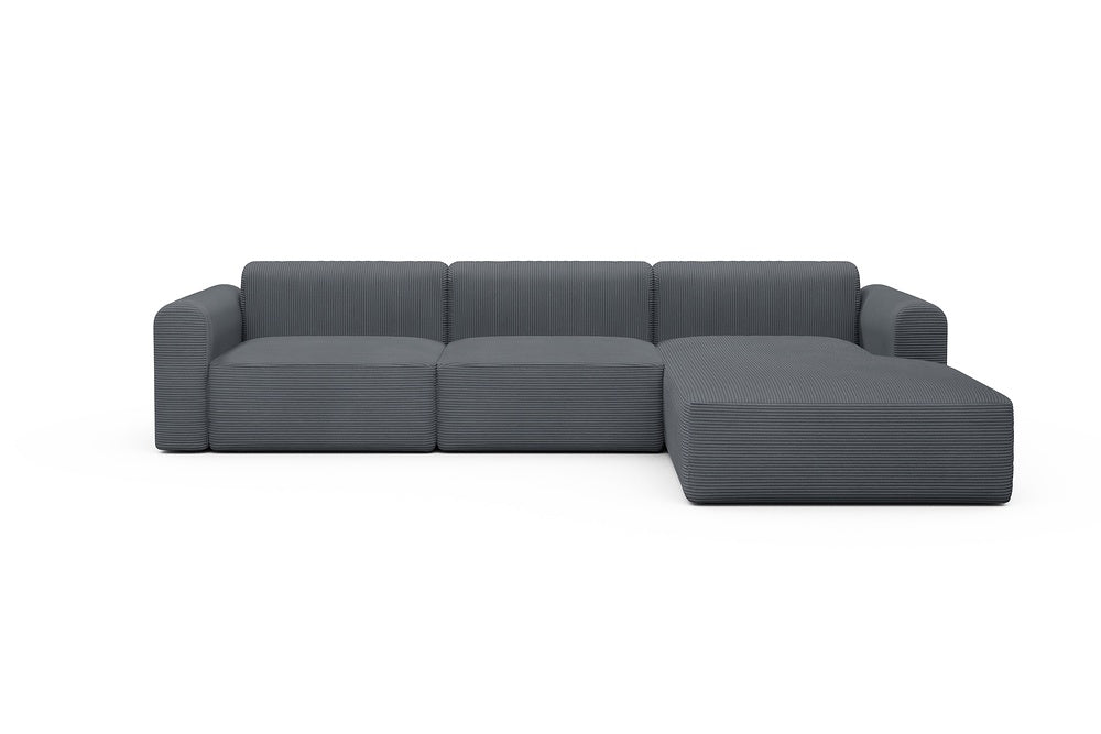 Rund Modular Sofa - Configurations 1 - D4L - 335 x 188 cm - 2,5 Seater + Chaise - 592 Corduroy Silvermist