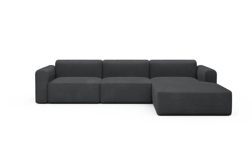 Rund Modular Sofa - Configurations 1 - D4L - 335 x 188 cm - 2,5 Seater + Chaise - 593 Corduroy Graphite
