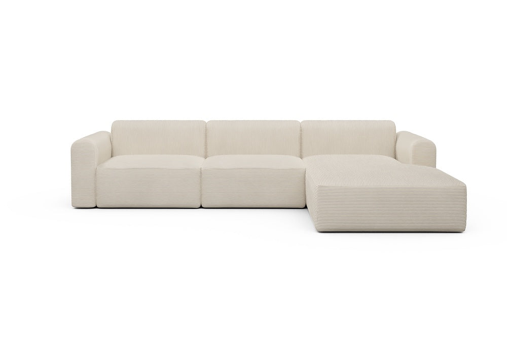 Rund Modular Sofa - Configurations 1 - D4L - 335 x 188 cm - 2,5 Seater + Chaise - 594 Corduroy Ivory