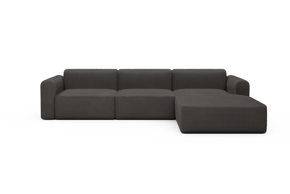 Rund Modular Sofa - Configurations 1 - D4L - 335 x 188 cm - 2,5 Seater + Chaise - 597 Corduroy Charcoal