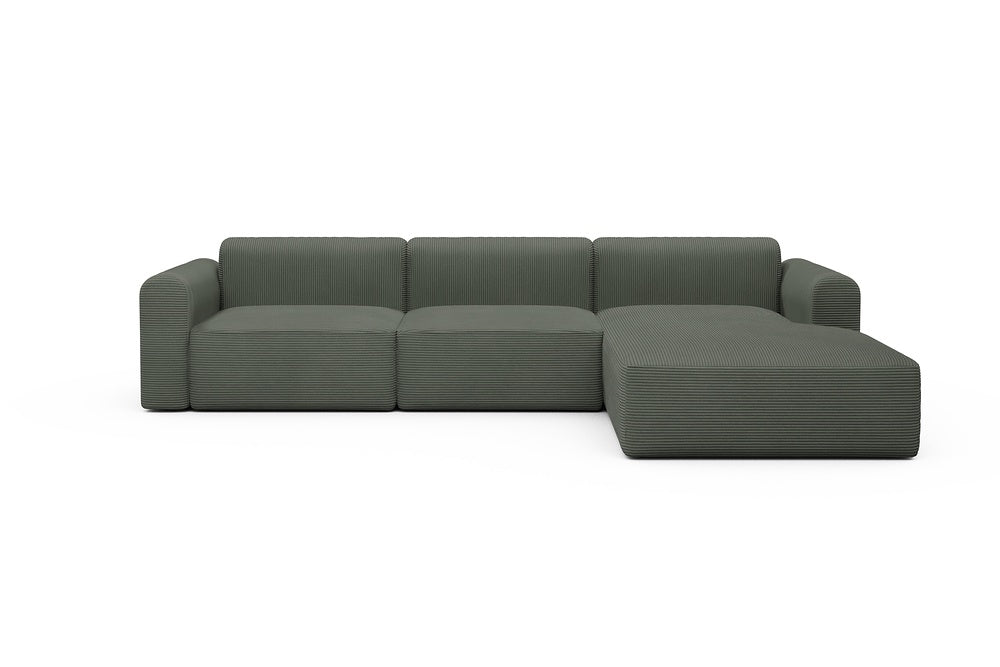 Rund Modular Sofa - Configurations 1 - D4L - 335 x 188 cm - 2,5 Seater + Chaise - 598 Corduroy Sage