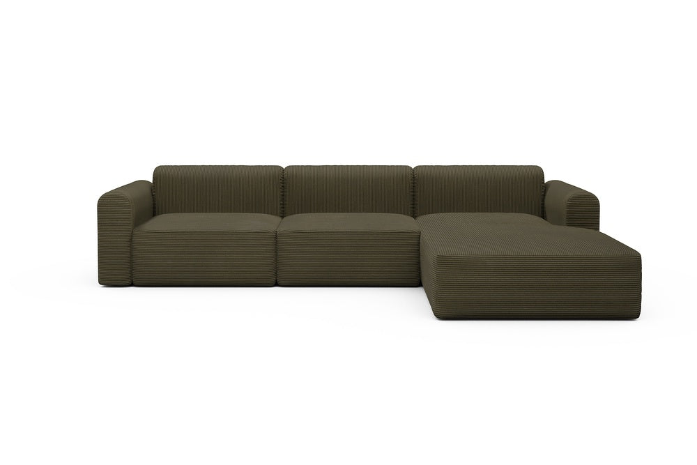 Rund Modular Sofa - Configurations 1 - D4L - 335 x 188 cm - 2,5 Seater + Chaise - 599 Corduroy Olive