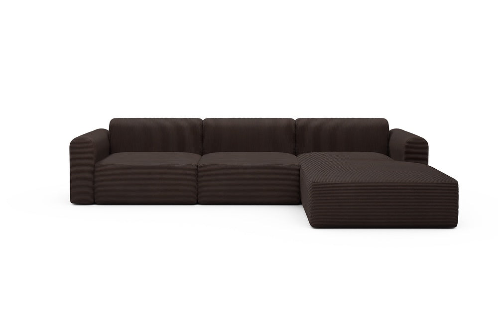 Rund Modular Sofa - Configurations 1 - D4L - 335 x 188 cm - 2,5 Seater + Chaise - 600 Corduroy Cocoa