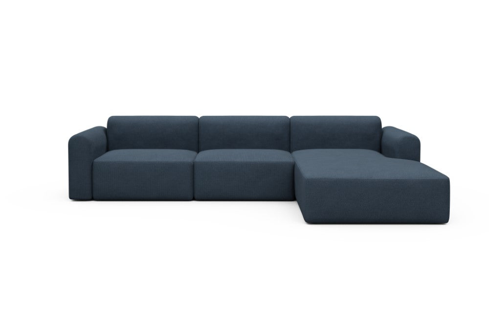 Rund Modular Sofa - Configurations 1 - D4L - 335 x 188 cm - 2,5 Seater + Chaise - 768 Cura Oxford Blue