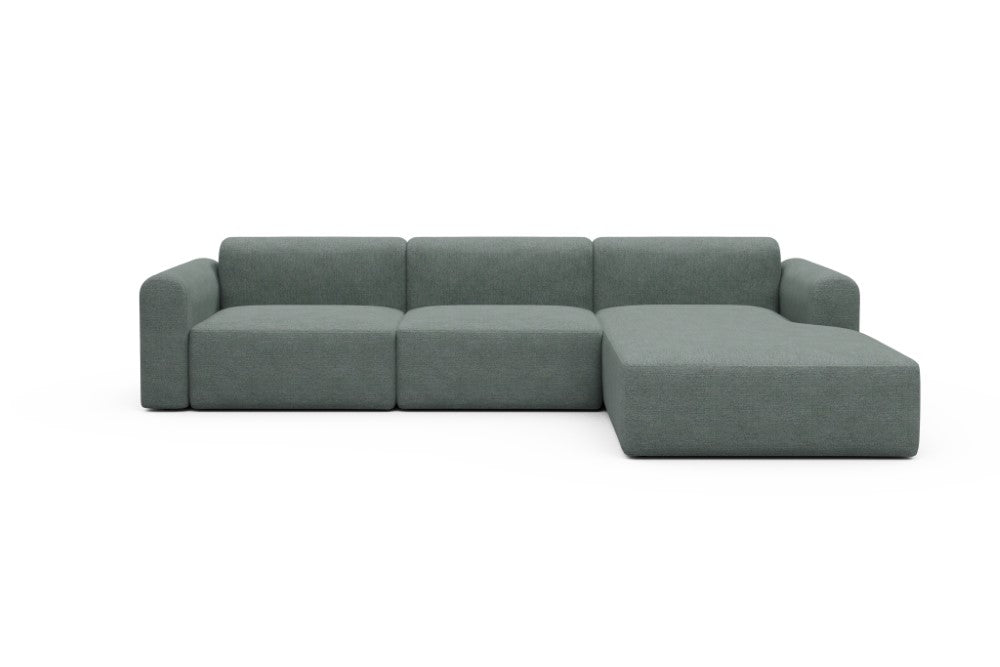 Rund Modular Sofa - Configurations 1 - D4L - 335 x 188 cm - 2,5 Seater + Chaise - 770 Carreno Cielo Blue