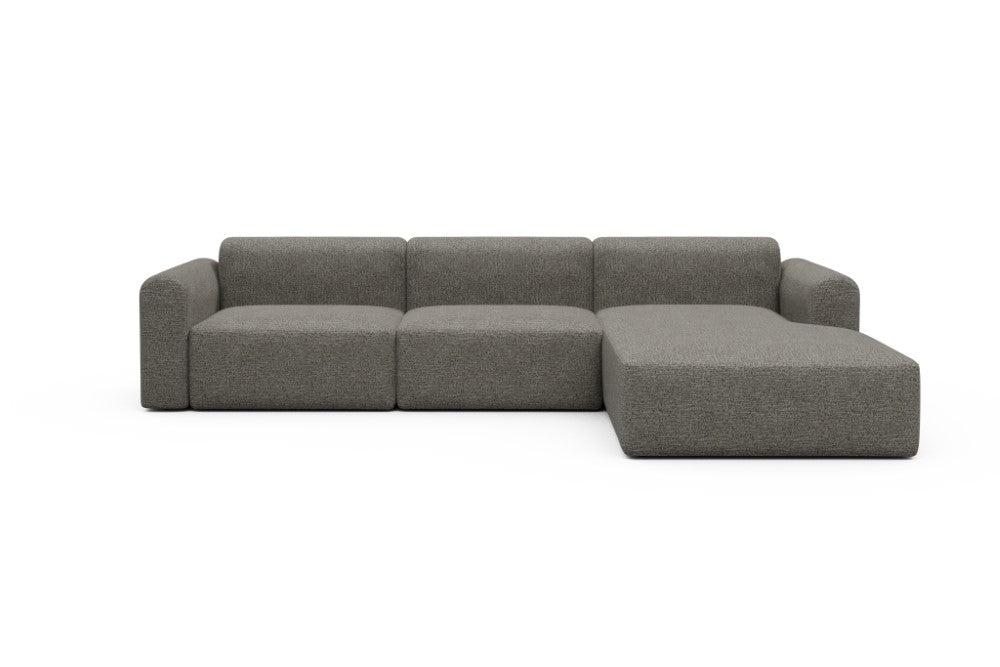 Rund Modular Sofa - Configurations 1 - D4L - 335 x 188 cm - 2,5 Seater + Chaise - 771 Carreno Sepia Brown