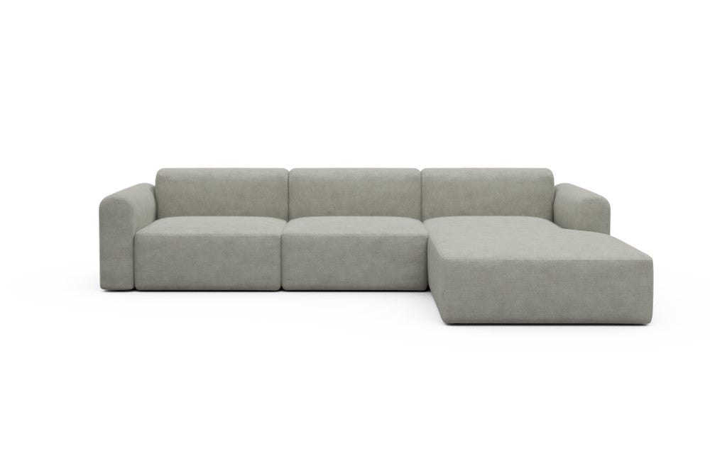 Rund Modular Sofa - Configurations 1 - D4L - 335 x 188 cm - 2,5 Seater + Chaise - 773 Carreno Moon Stone White
