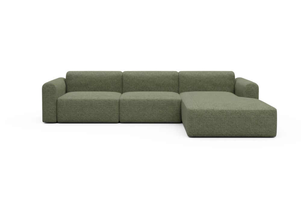 Rund Modular Sofa - Configurations 1 - D4L - 335 x 188 cm - 2,5 Seater + Chaise - 775 Carreno Vivid Green