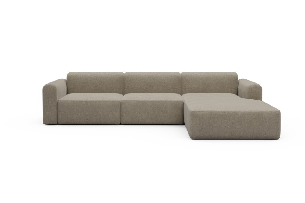 Rund Modular Sofa - Configurations 1 - D4L - 335 x 188 cm - 2,5 Seater + Chaise - 810 Smooth Smooth Beige
