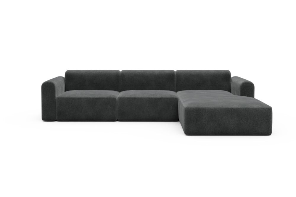 Rund Modular Sofa - Configurations 1 - D4L - 335 x 188 cm - 2,5 Seater + Chaise - 811 Smooth Deep Warm Grey