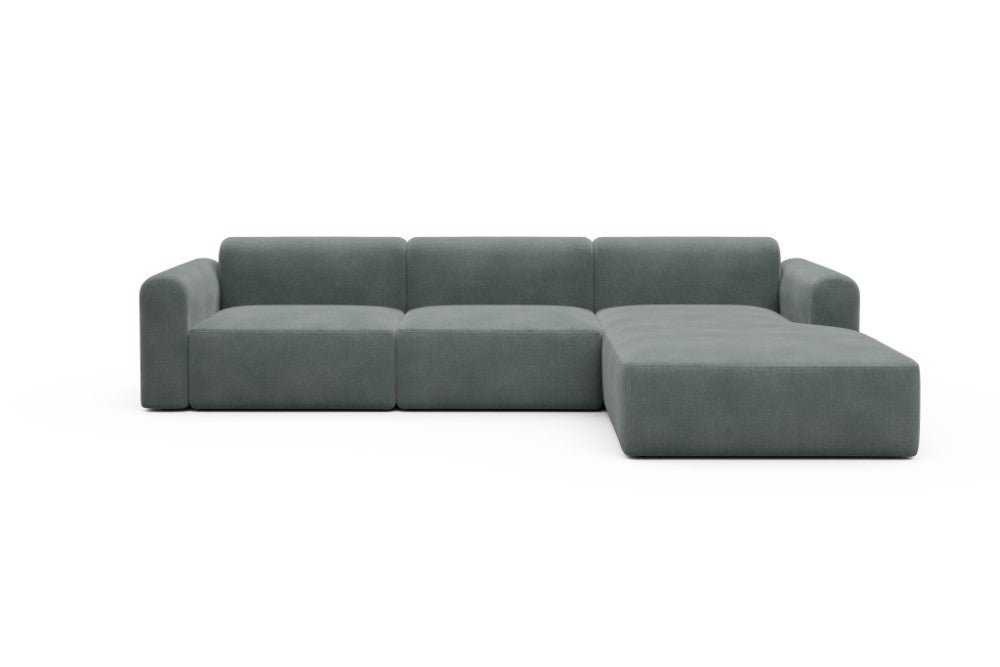 Rund Modular Sofa - Configurations 1 - D4L - 335 x 188 cm - 2,5 Seater + Chaise - 812 Smooth Smooth Silver Grey