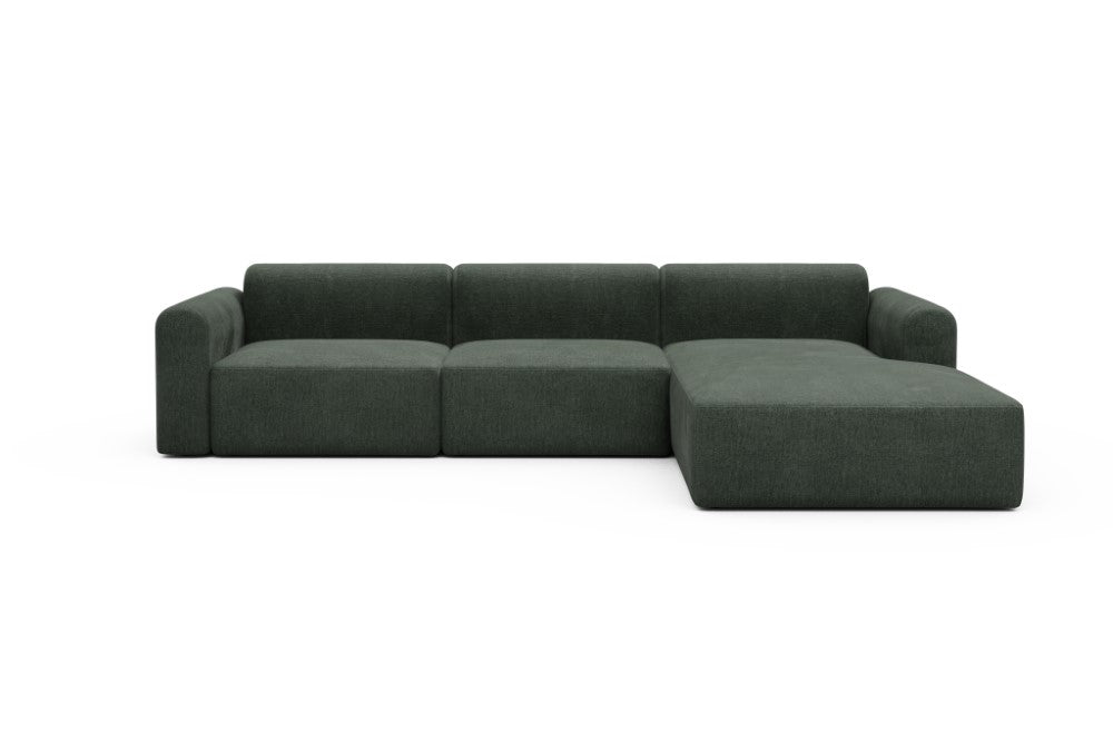 Rund Modular Sofa - Configurations 1 - D4L - 335 x 188 cm - 2,5 Seater + Chaise - 818 Aivi Pine Green