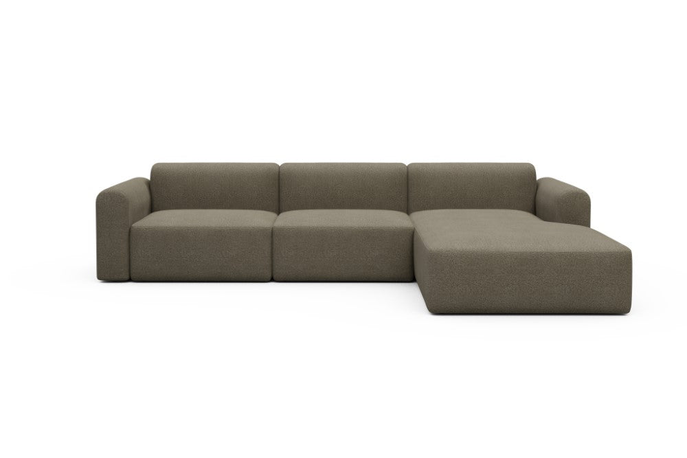 Rund Modular Sofa - Configurations 1 - D4L - 335 x 188 cm - 2,5 Seater + Chaise - 850 Mahoga Caramel Grey