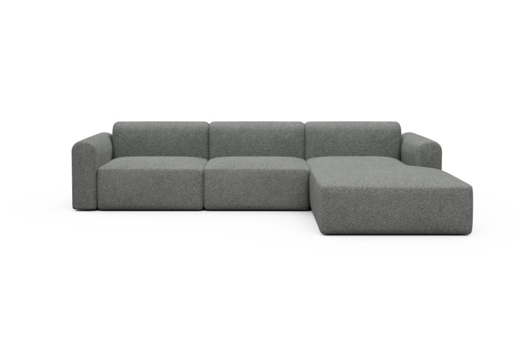 Rund Modular Sofa - Configurations 1 - D4L - 335 x 188 cm - 2,5 Seater + Chaise - 868 Vanora Warm Grey