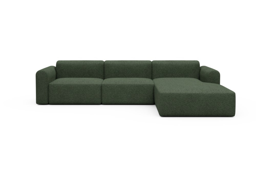 Rund Modular Sofa - Configurations 1 - D4L - 335 x 188 cm - 2,5 Seater + Chaise - 869 Vanora Deep Green