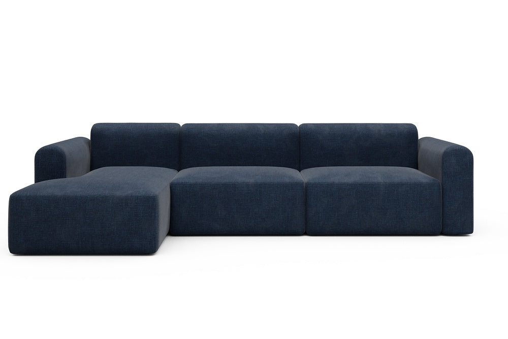 Rund Modular Sofa - Configurations 1 - D5L - 312 x 152 cm - Chaise + 3 Seater - 414 Esina Indigo Blue