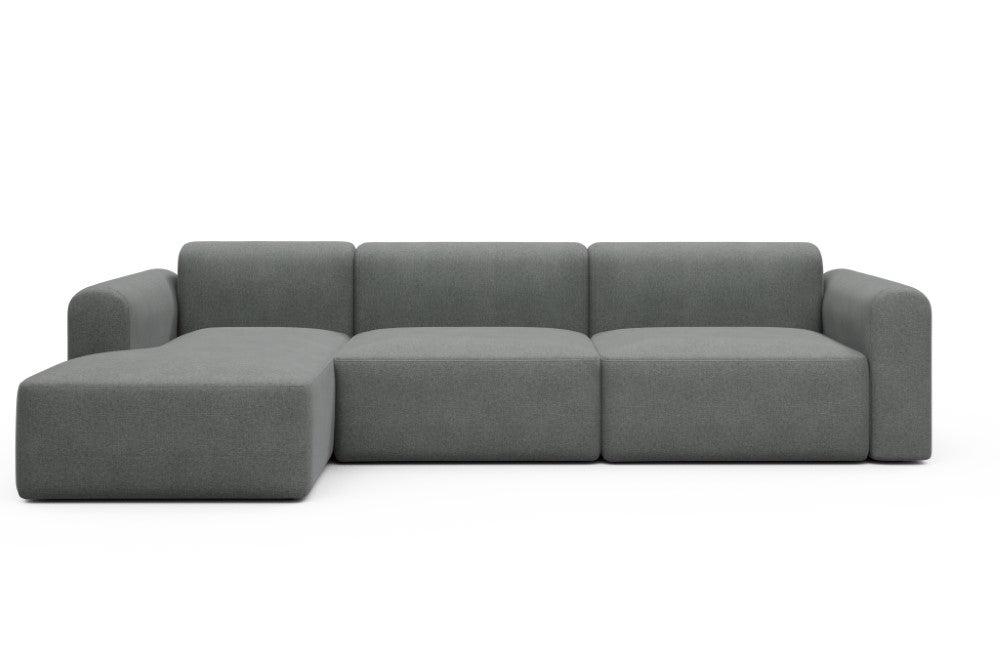 Rund Modular Sofa - Configurations 1 - D5L - 312 x 152 cm - Chaise + 3 Seater - 440 Satya Steel Grey