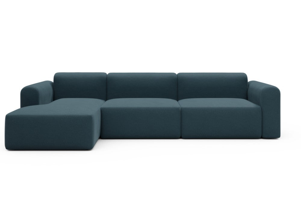 Rund Modular Sofa - Configurations 1 - D5L - 312 x 152 cm - Chaise + 3 Seater - 443 Satya Deep Blue
