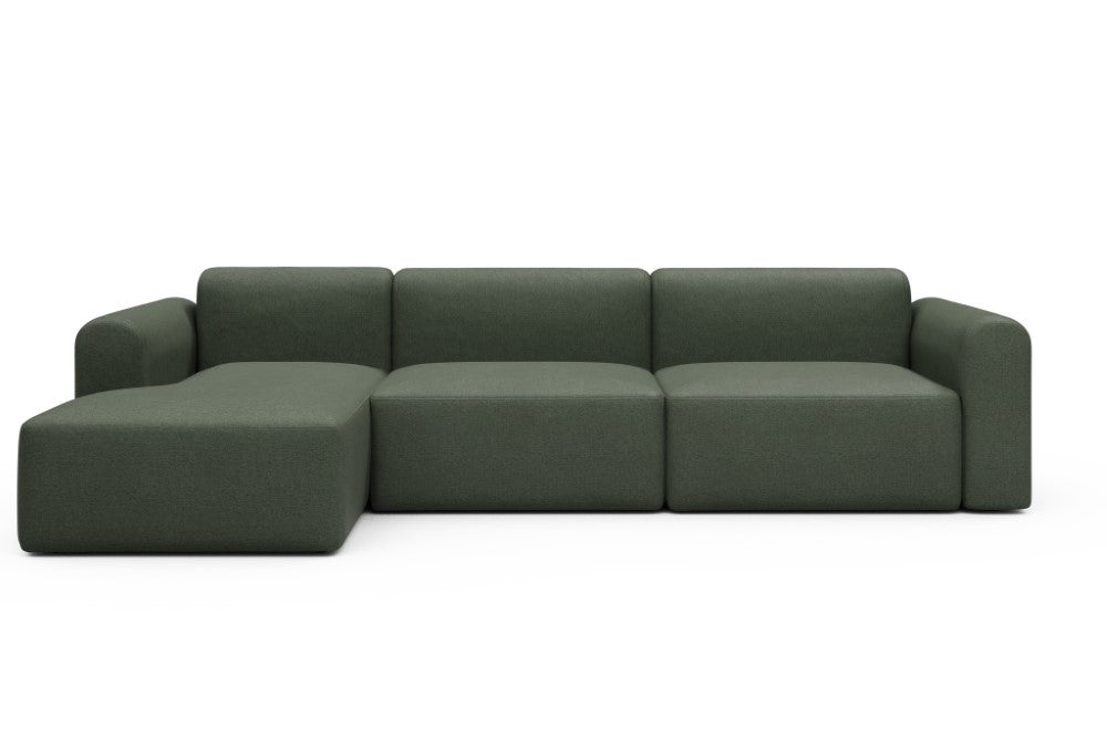 Rund Modular Sofa - Configurations 1 - D5L - 312 x 152 cm - Chaise + 3 Seater - 488 Denari Forest Green