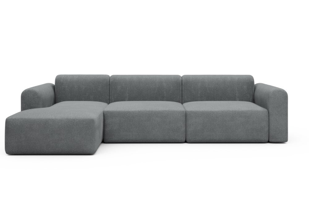 Rund Modular Sofa - Configurations 1 - D5L - 312 x 152 cm - Chaise + 3 Seater - 495 Casone Gravel Grey