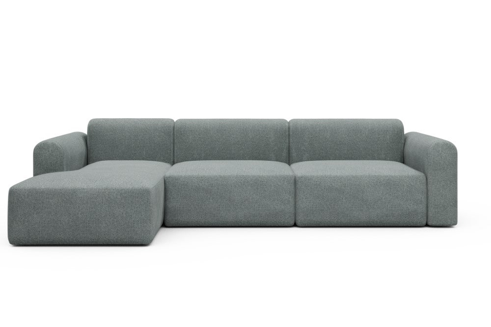 Rund Modular Sofa - Configurations 1 - D5L - 312 x 152 cm - Chaise + 3 Seater - 499 Casone Light mixed Green