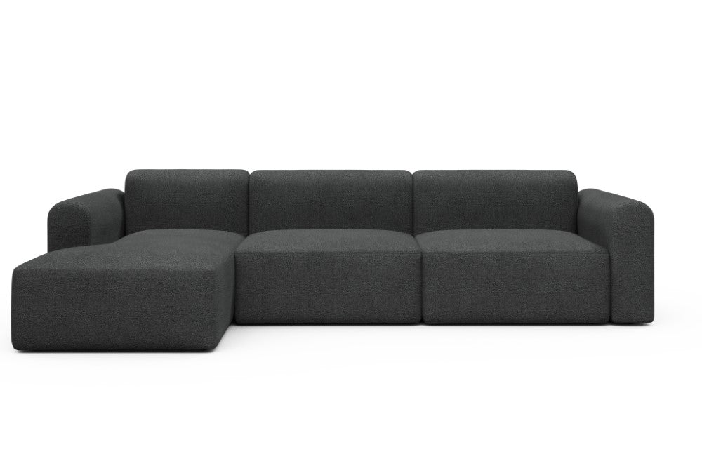 Rund Modular Sofa - Configurations 1 - D5L - 312 x 152 cm - Chaise + 3 Seater - 529 Bouclé Charcoal