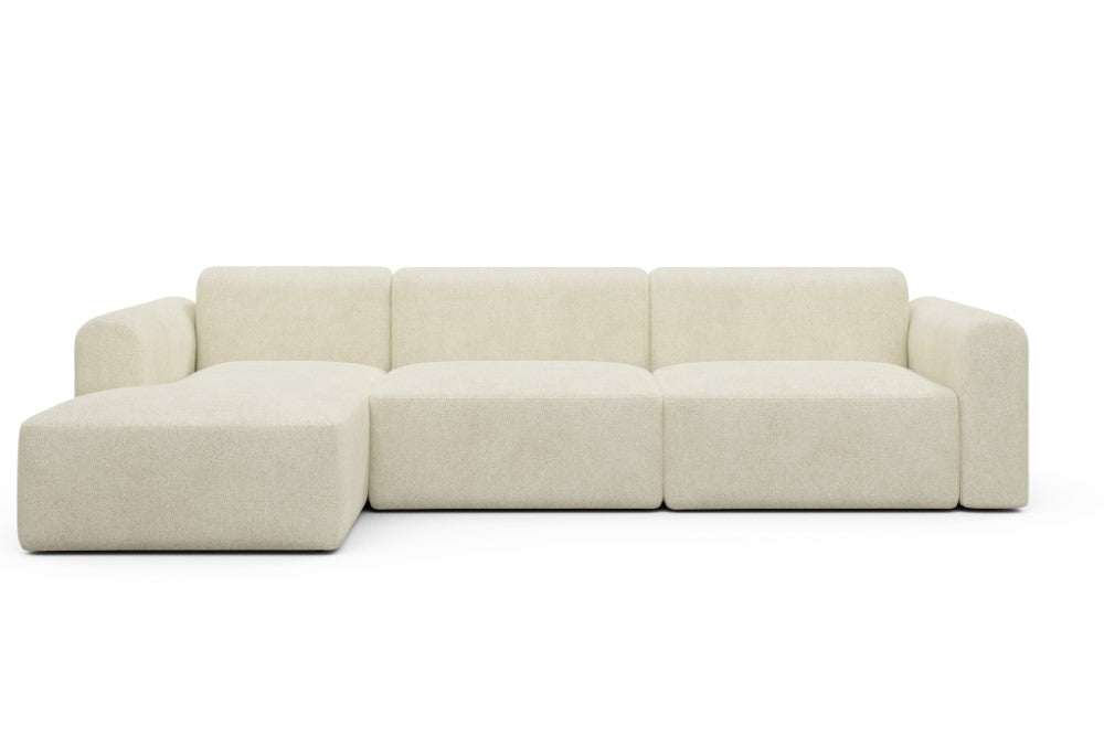 Rund Modular Sofa - Configurations 1 - D5L - 312 x 152 cm - Chaise + 3 Seater - 531 Bouclé Off White