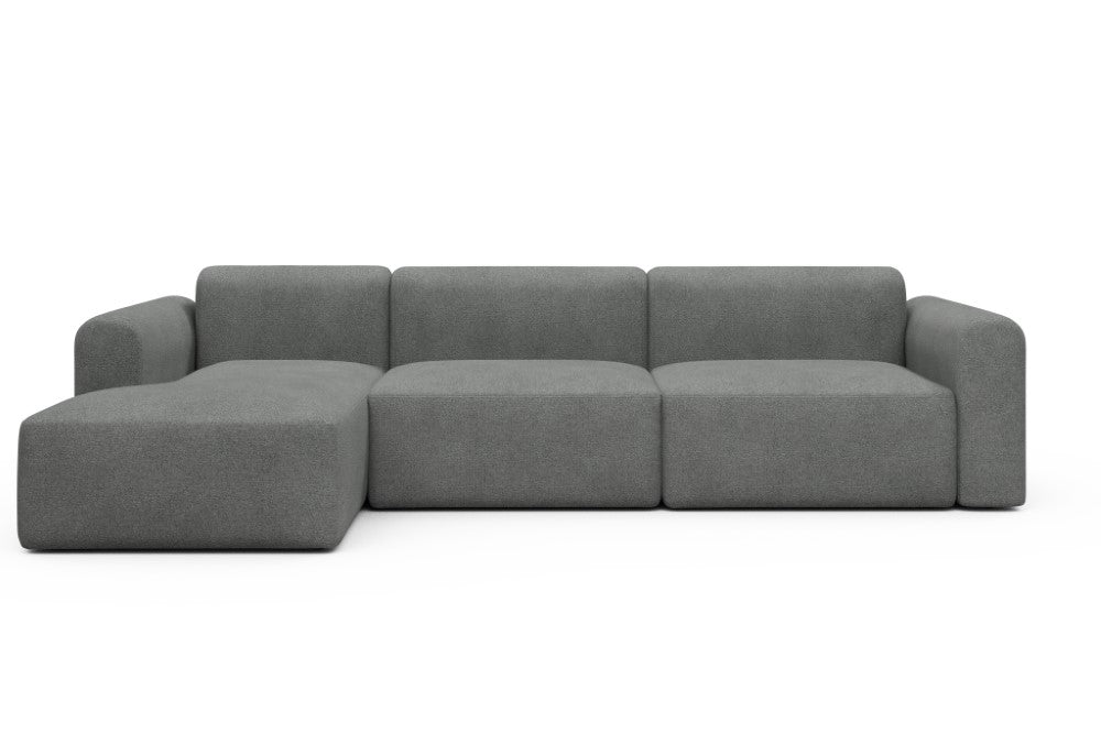 Rund Modular Sofa - Configurations 1 - D5L - 312 x 152 cm - Chaise + 3 Seater - 533 Bouclé Ash Grey