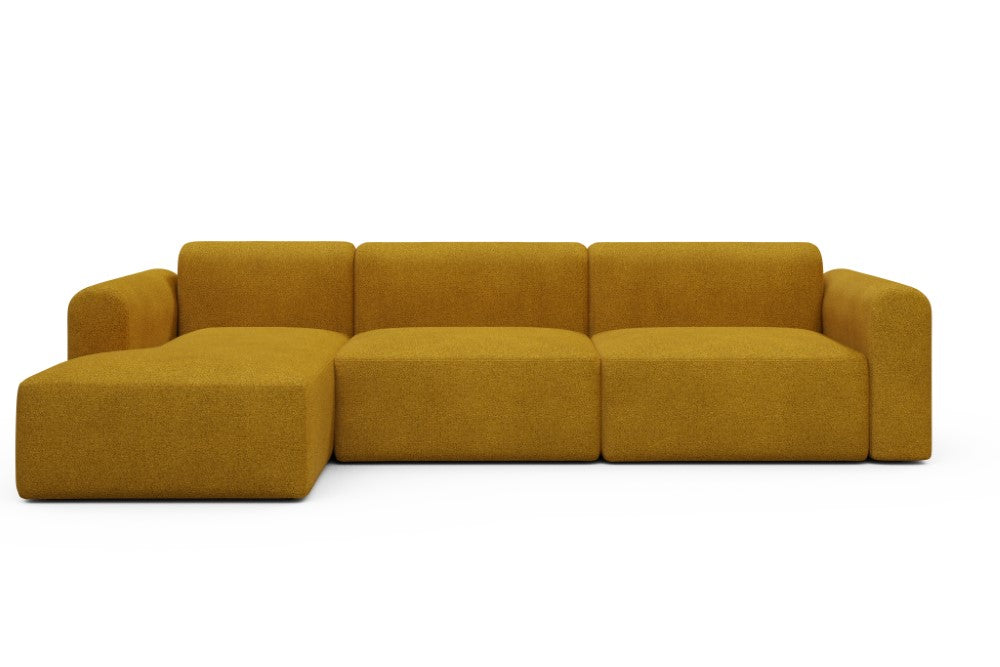 Rund Modular Sofa - Configurations 1 - D5L - 312 x 152 cm - Chaise + 3 Seater - 536 Bouclé Ochre