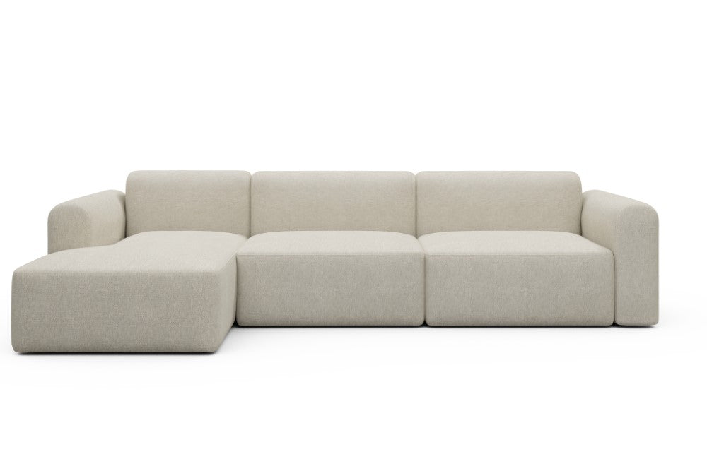 Rund Modular Sofa - Configurations 1 - D5L - 312 x 152 cm - Chaise + 3 Seater - 584 Argus Natural