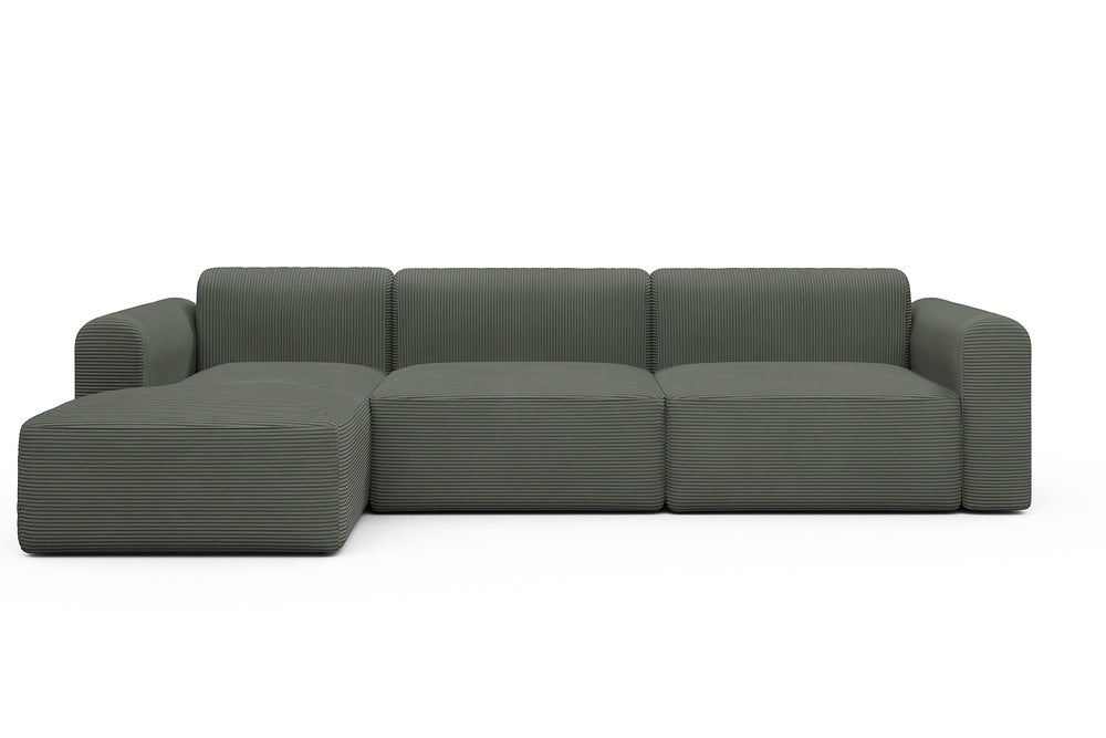 Rund Modular Sofa - Configurations 1 - D5L - 312 x 152 cm - Chaise + 3 Seater - 598 Corduroy Sage