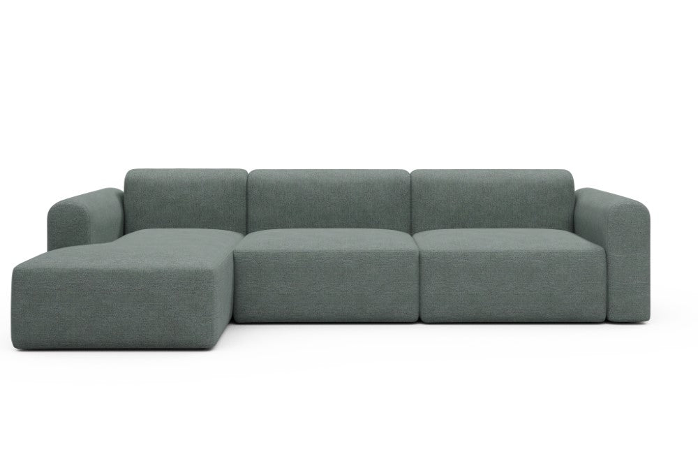 Rund Modular Sofa - Configurations 1 - D5L - 312 x 152 cm - Chaise + 3 Seater - 770 Carreno Cielo Blue