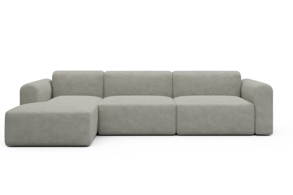 Rund Modular Sofa - Configurations 1 - D5L - 312 x 152 cm - Chaise + 3 Seater - 773 Carreno Moon Stone White