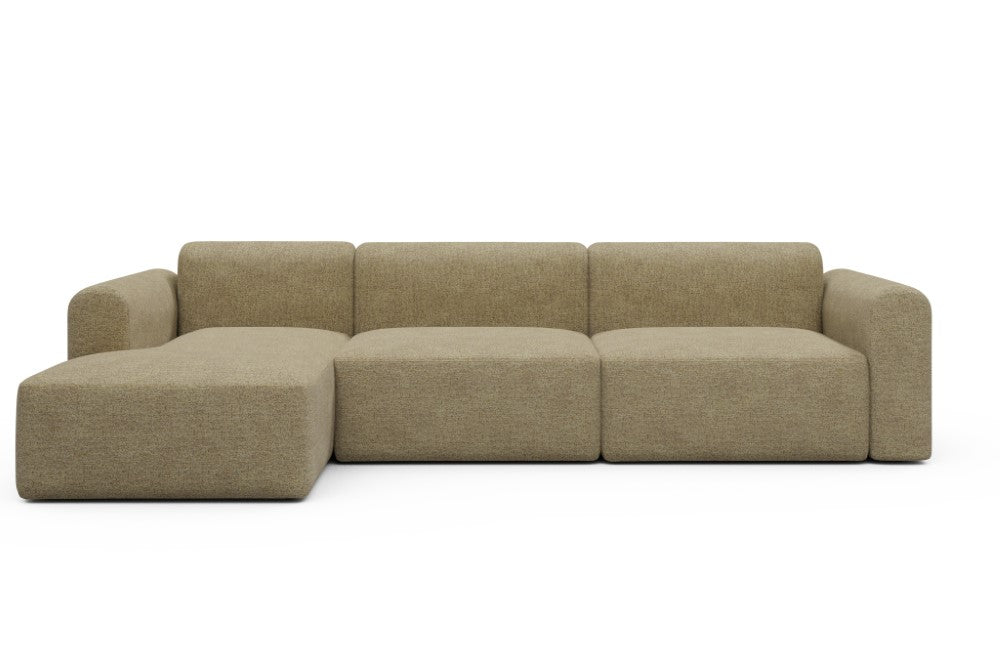 Rund Modular Sofa - Configurations 1 - D5L - 312 x 152 cm - Chaise + 3 Seater - 774 Carreno Sicilian Yellow