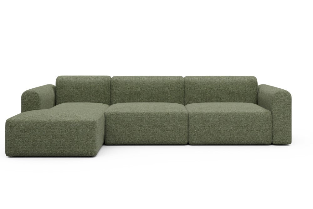 Rund Modular Sofa - Configurations 1 - D5L - 312 x 152 cm - Chaise + 3 Seater - 775 Carreno Vivid Green