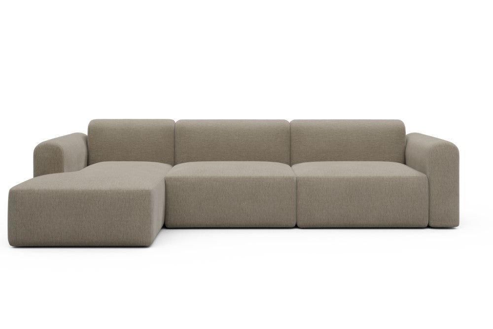Rund Modular Sofa - Configurations 1 - D5L - 312 x 152 cm - Chaise + 3 Seater - 810 Smooth Smooth Beige