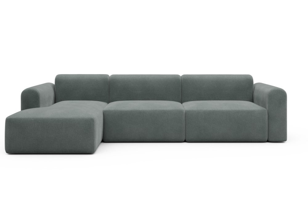 Rund Modular Sofa - Configurations 1 - D5L - 312 x 152 cm - Chaise + 3 Seater - 812 Smooth Smooth Silver Grey